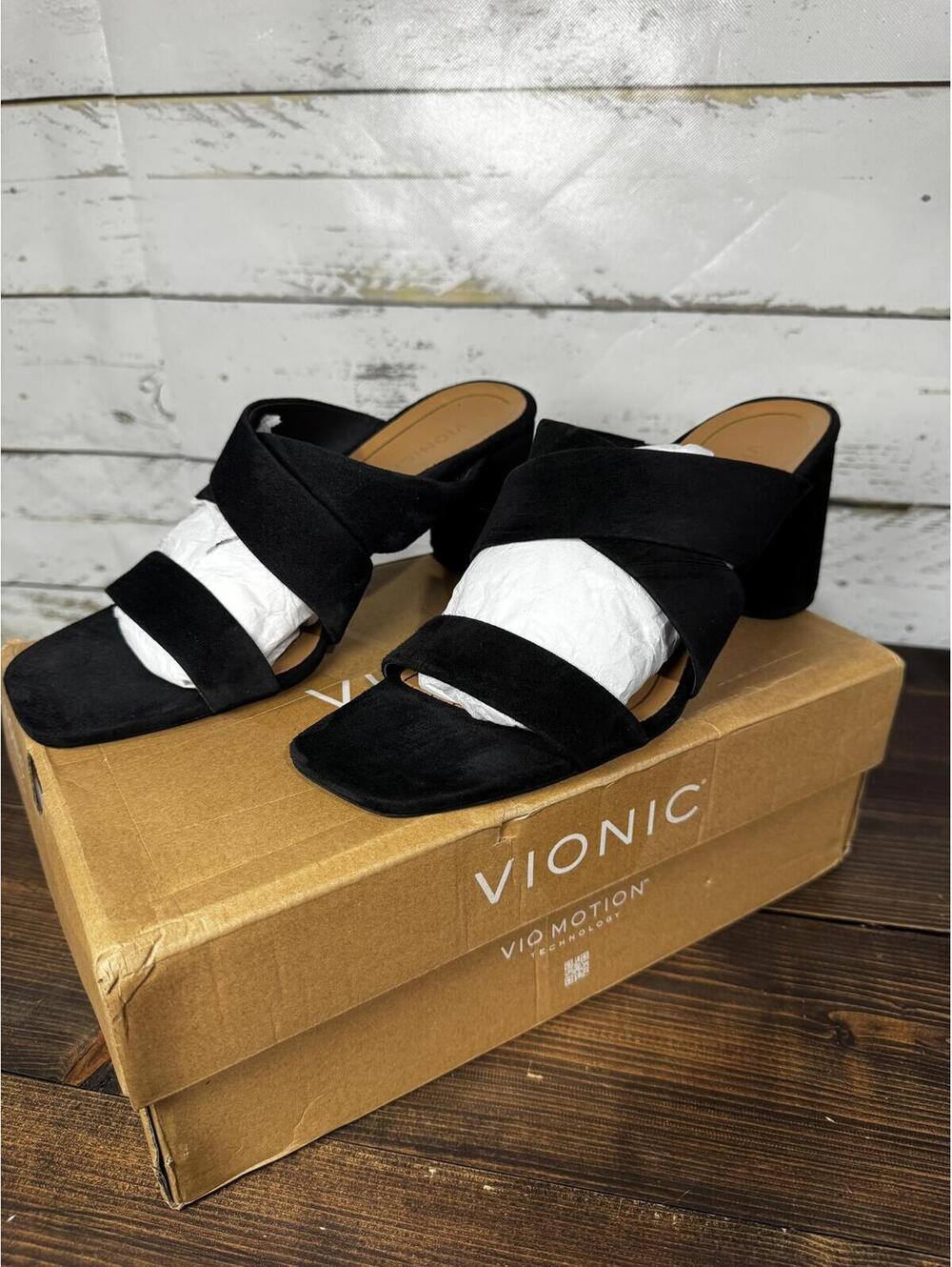 Vionic Merlot Suede Heels Black Women's 9.5 NIB